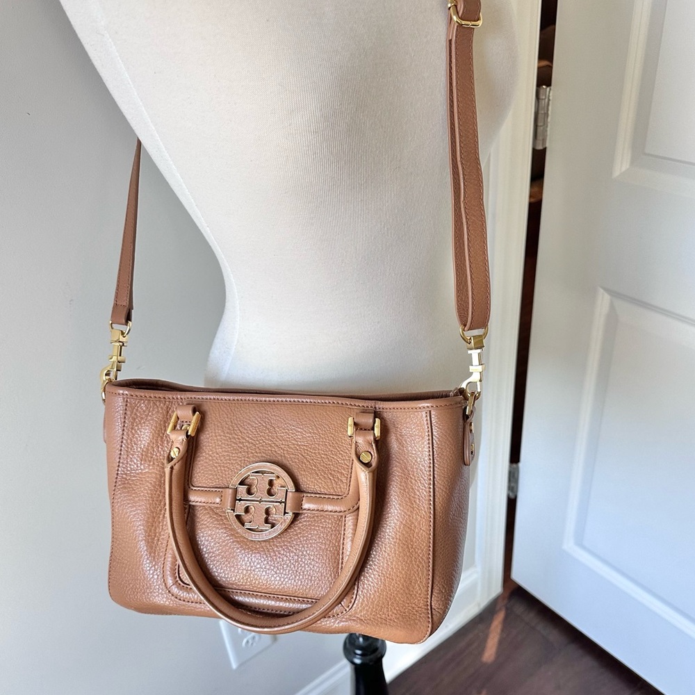 Tory Burch Leather Amanda Mini Satchel in Royal Tan